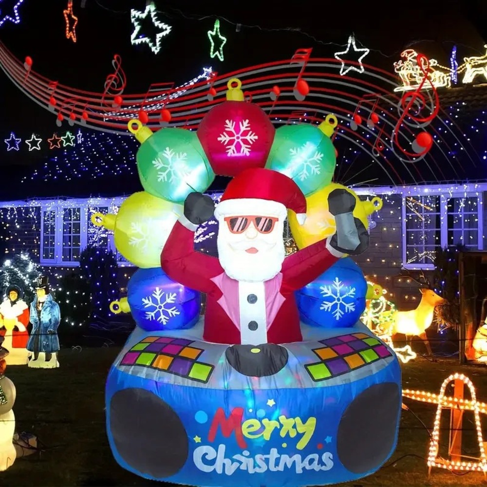 VERY RARE 2025 ANIMATED LED  Christmas Inflatable DJ Santa Claus MUSICAL t